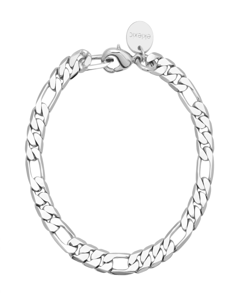 Front of a size 9" Baby Axel Bracelet 9" Silver in Silver by Eklexic. | dia_product_style_image_id:282570